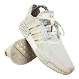 ADIDAS Shoes NMD R1 BOOST Women Size 8.5 White Rose Gold Metallic Sneaker FW6434